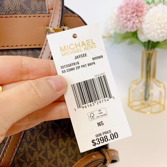 Michael Kors 35T2G8TB1B Jaycee Mini Plain Leather Logo Backpacks IN Brown